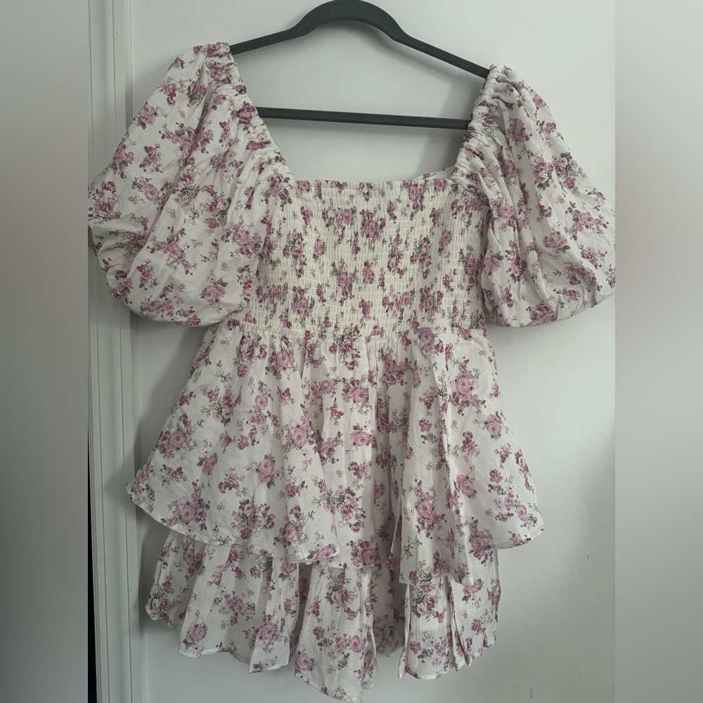 Altar'd State Floral Smocked Romper Dress Shorts